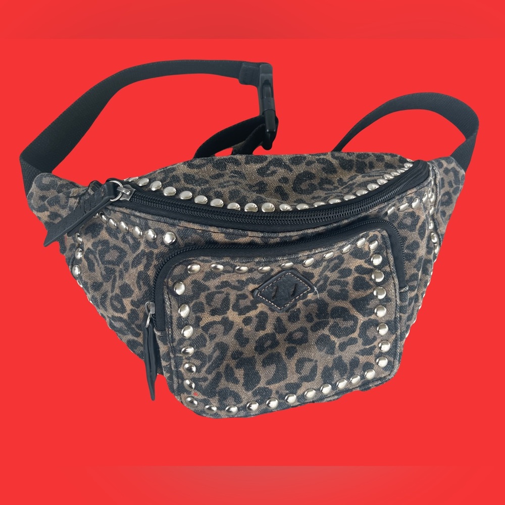Studded Leopard Fanny Pack Adjustable